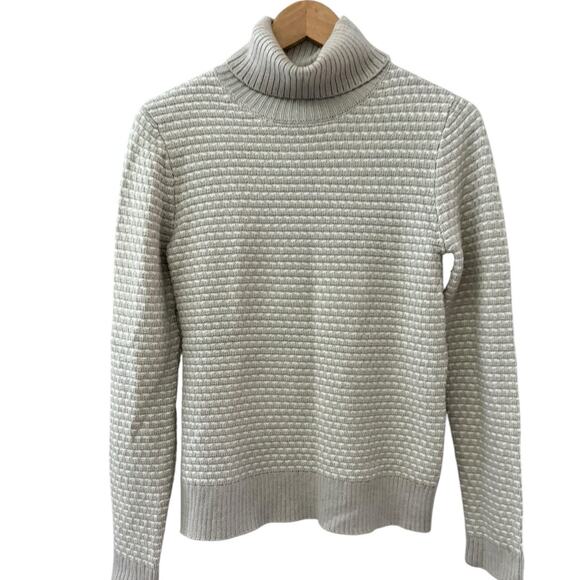 J. Crew Waffle Knit Textured Turtleneck Sweater Mushroom Gray Size XS - Picture 4 of 11